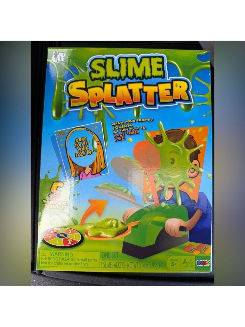 NWT RMS Slime Splatter Face Spin The Wheel Game -5 packs of slime